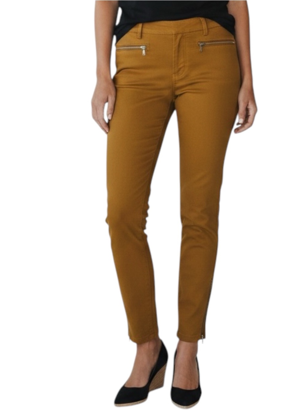 VERONICA BEARD Ash Seamed Skinny Zip Ankle Dress Pants in MUSTARD Size XS/0